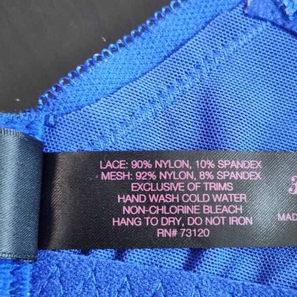 Frederick's of Hollywood Nude and Blue Lace Bra Size 32D NWT Lingerie Shower - Picture 10 of 13